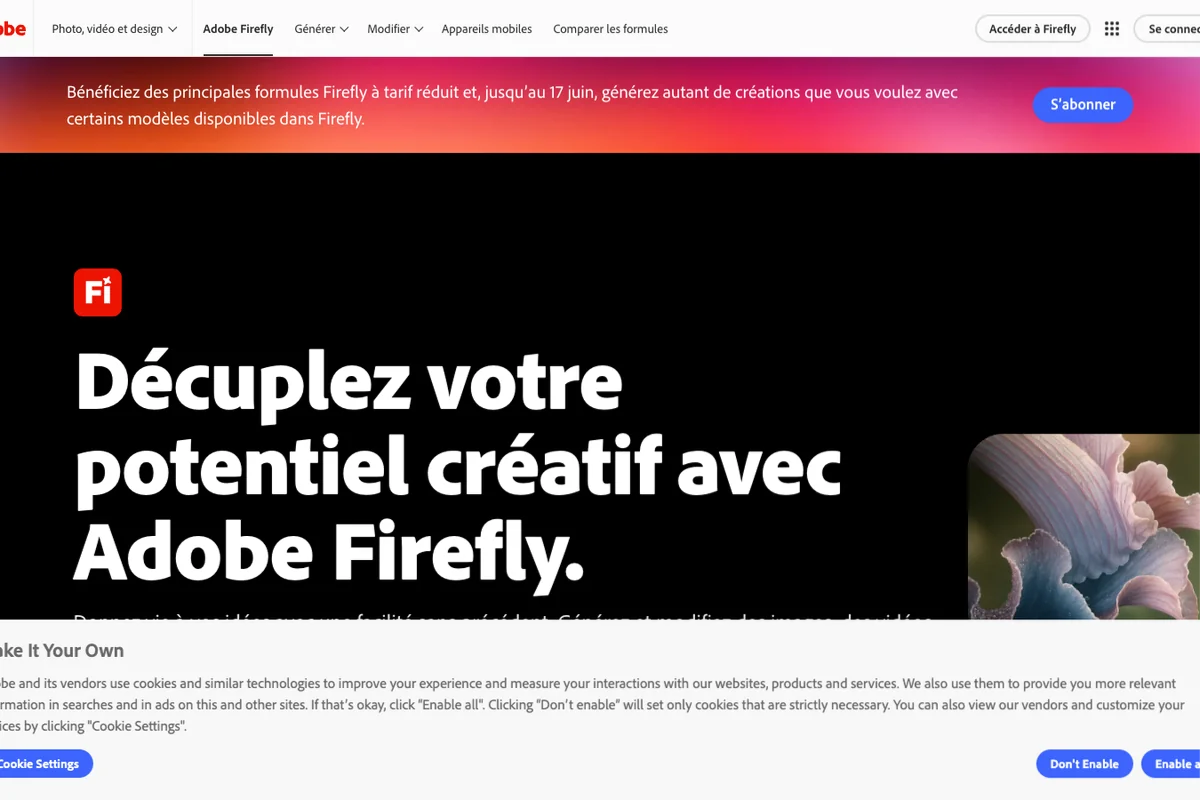 Interface de l'outil Adobe Firefly - Avis et Test