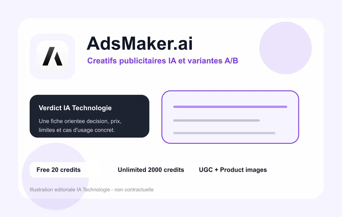 Illustration éditoriale AdsMaker.ai avec génération de publicités IA et variantes créatives
