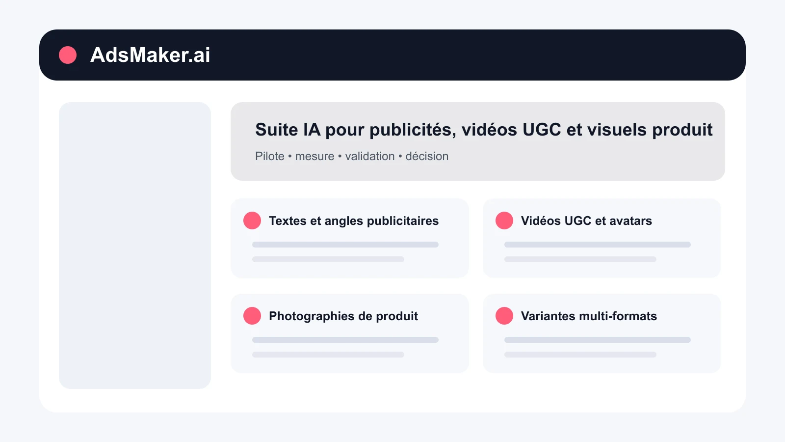 Interface conceptuelle d’AdsMaker.ai