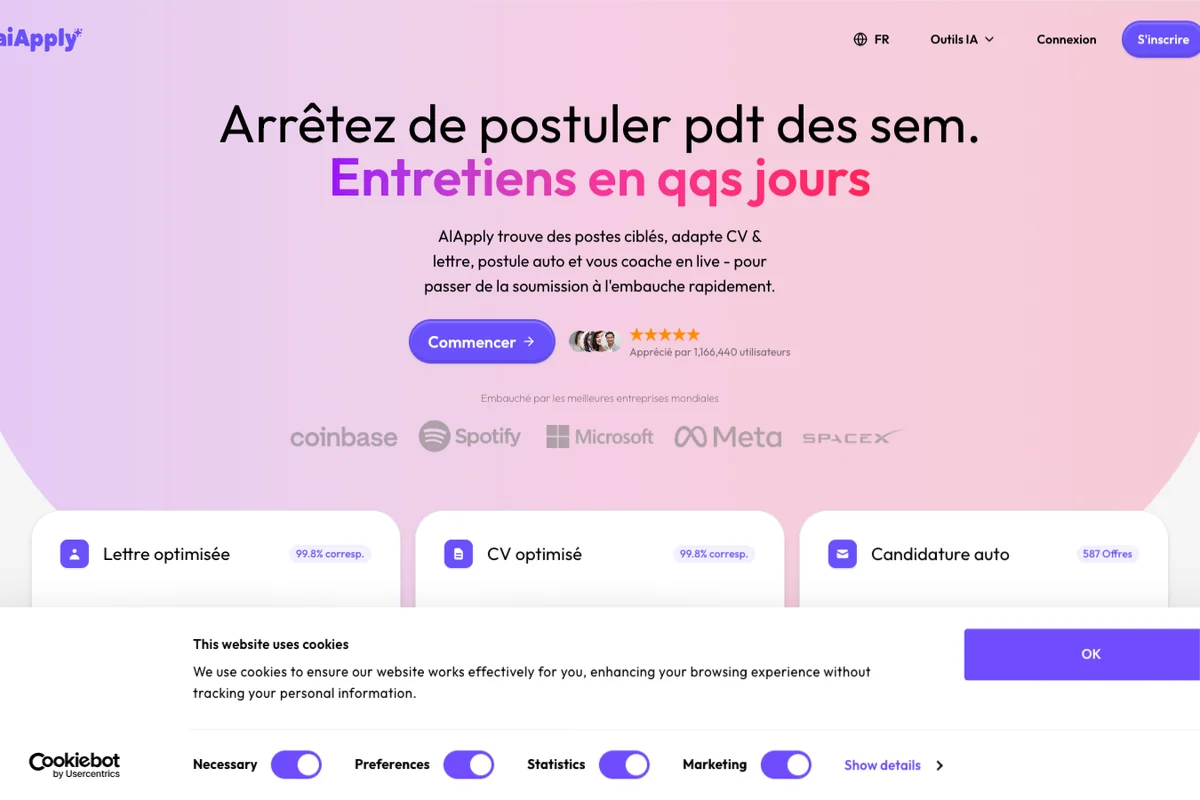 Interface de l'outil AIApply - Avis et Test