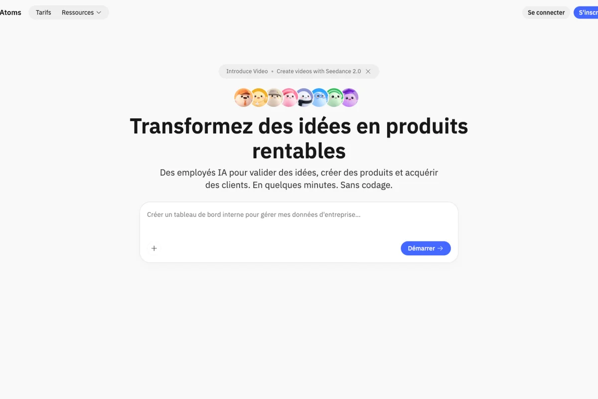 Interface de l'outil Atoms - Avis et Test