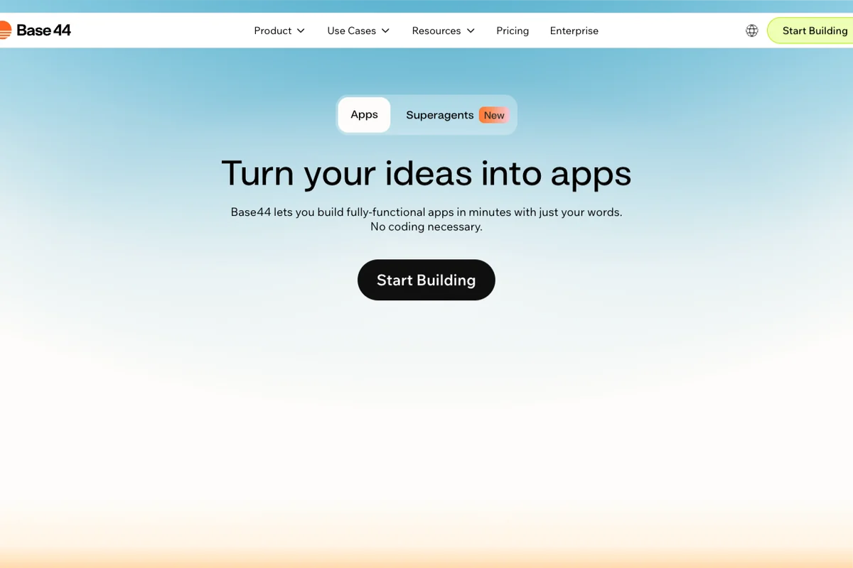 Interface de l'outil Base44 - Avis et Test