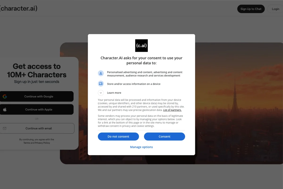 Interface de l'outil Character.AI - Avis et Test