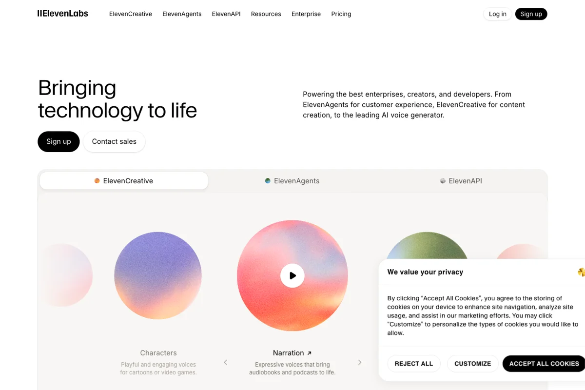 Interface de l'outil ElevenLabs - Avis et Test