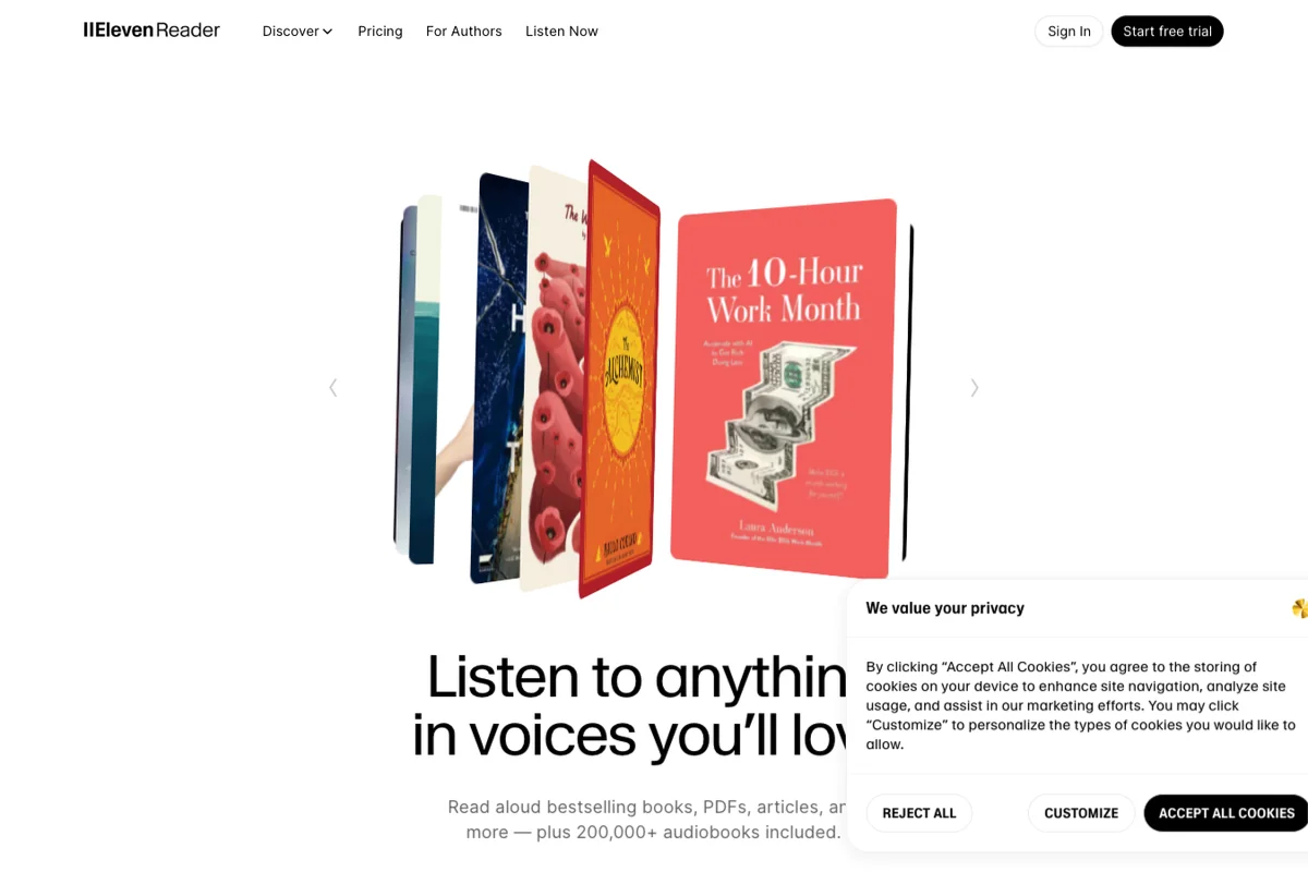 Interface de l'outil ElevenReader - Avis et Test