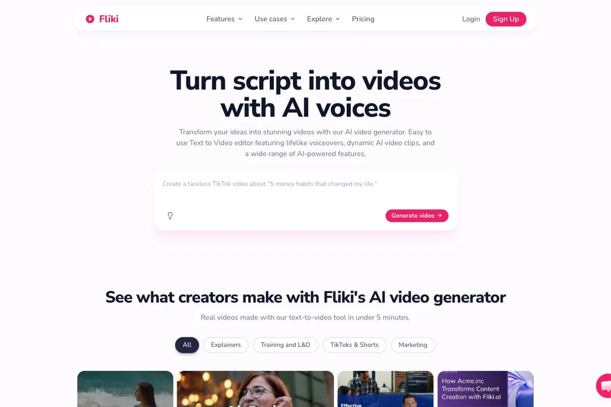 Interface de l'outil Fliki AI - Avis et Test