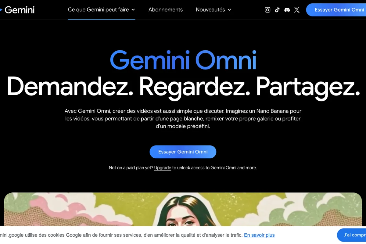 Découvrir l'interface de Gemini Omni - IA Technologie Interface de l'outil Gemini Omni - Avis et Test