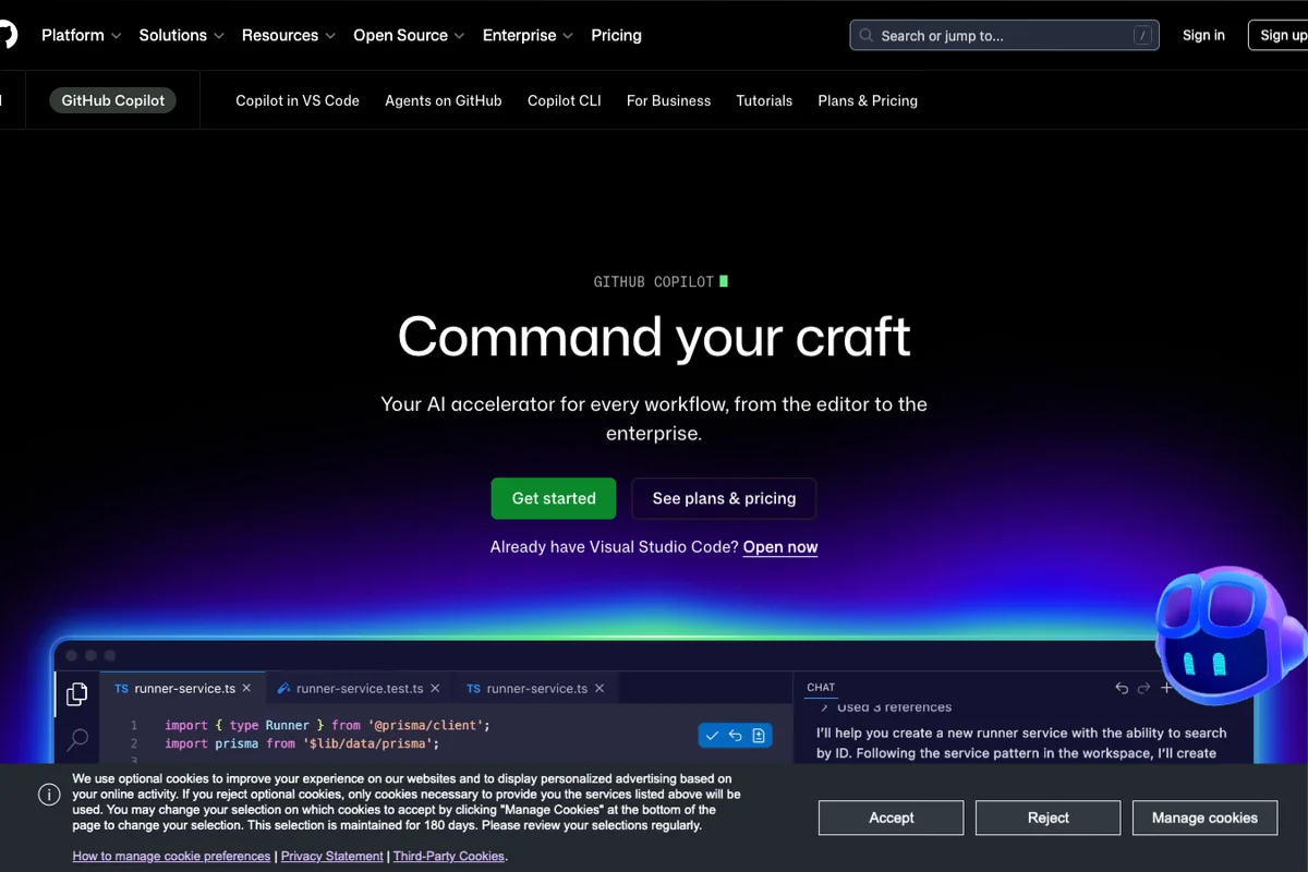 Interface de l'outil GitHub Copilot - Avis et Test