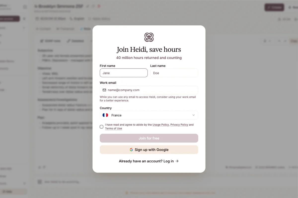 Interface de l'outil Heidi Health - Avis et Test