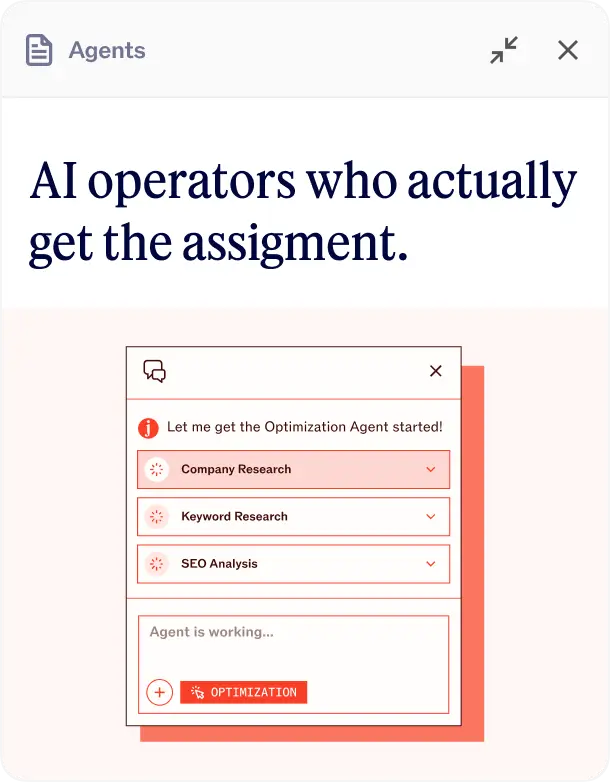 Illustration officielle de l’agent d’optimisation Jasper avec recherche d’entreprise, mots-clés et analyse SEO