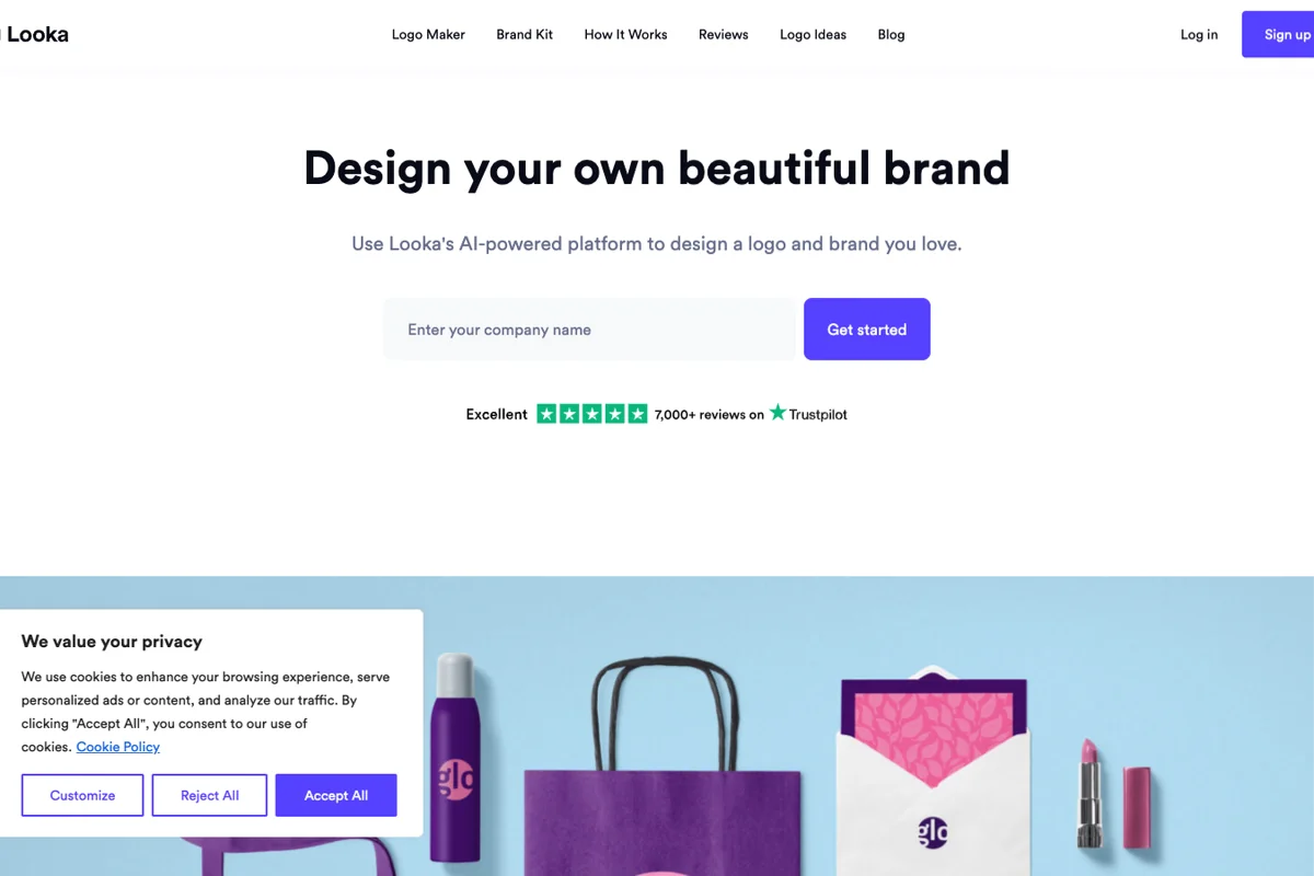 Interface de l'outil Looka - Avis et Test