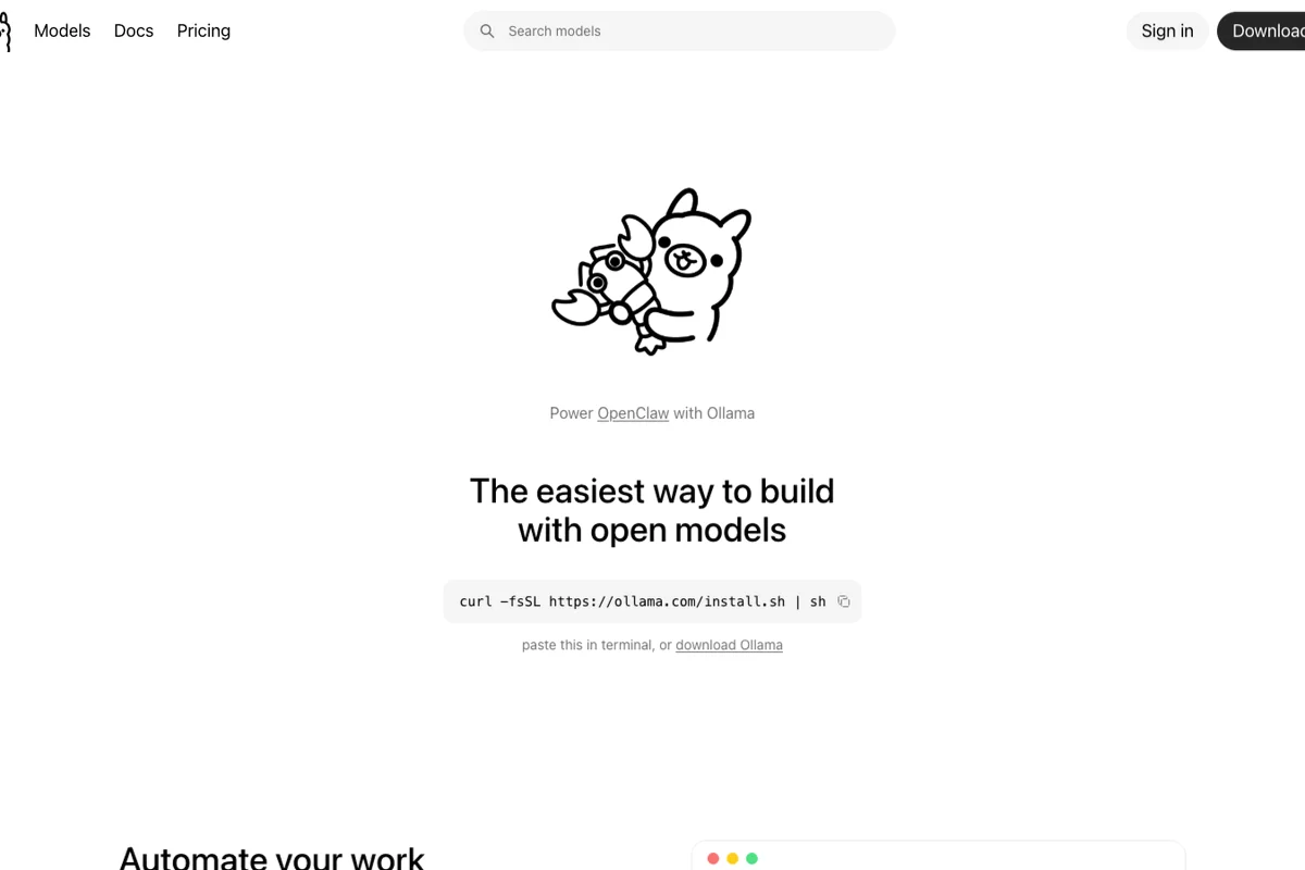 Interface de l'outil Ollama - Avis et Test