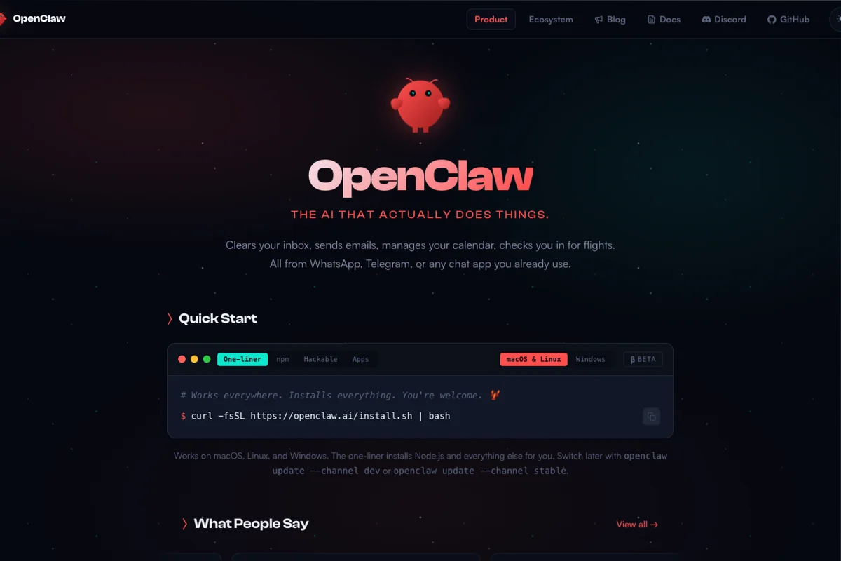 Interface de l'outil OpenClaw - Avis et Test
