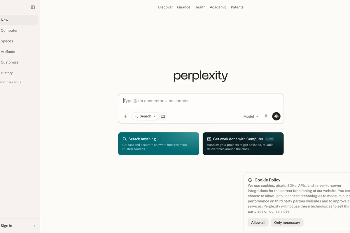 Interface de l'outil Perplexity - Avis et Test