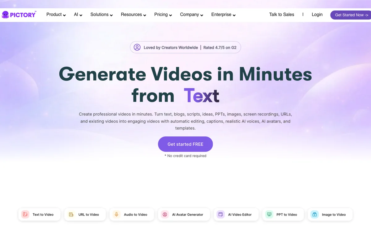 Interface de l'outil Pictory AI - Avis et Test