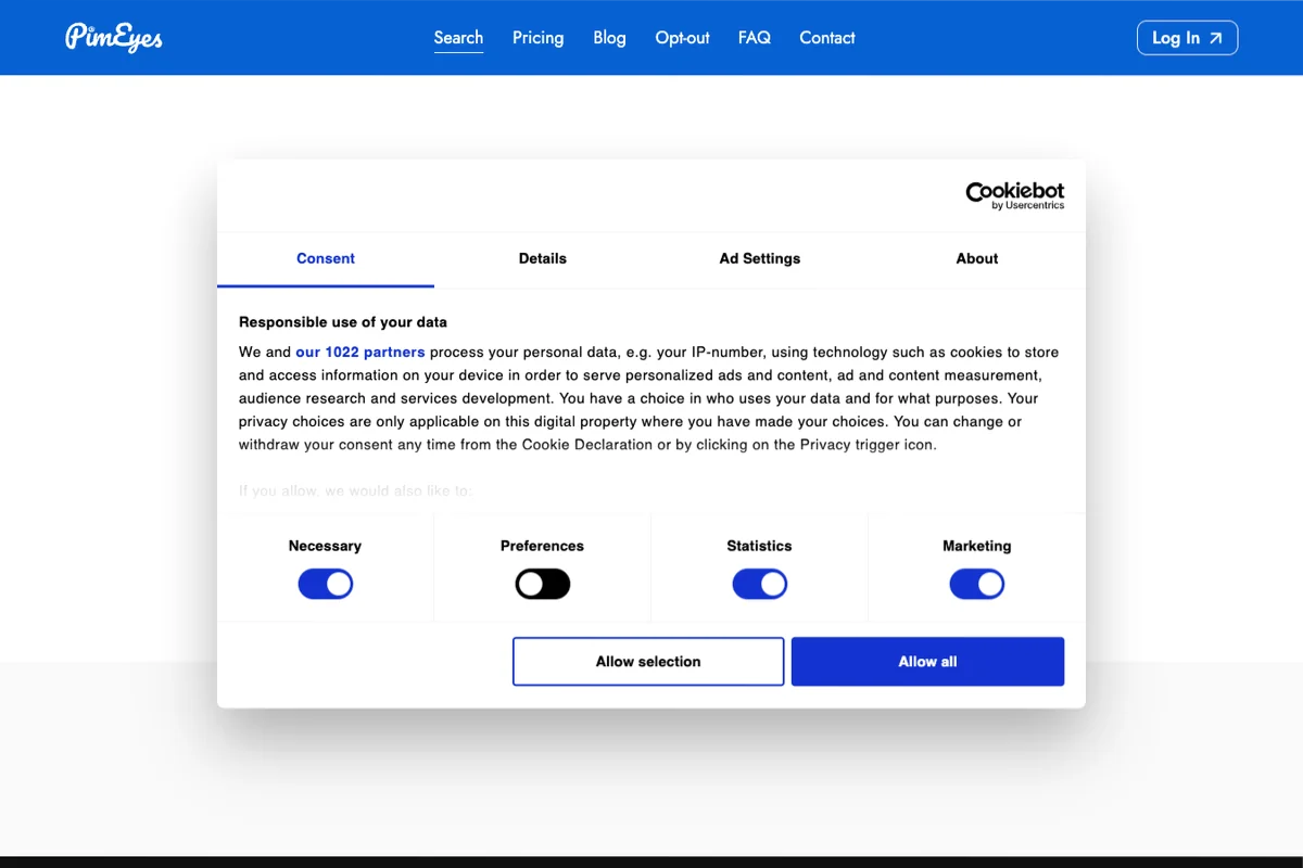 Découvrir l'interface de PimEyes - IA Technologie Interface de l'outil PimEyes - Avis et Test