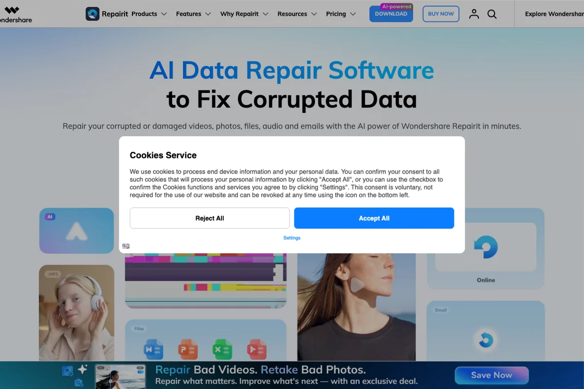 Découvrir l'interface de Wondershare Repairit - IA Technologie Interface de l'outil Wondershare Repairit - Avis et Test