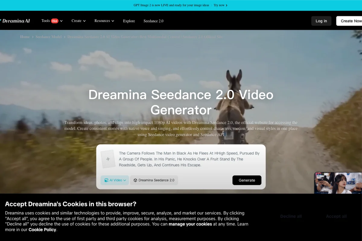 Interface de l'outil Seedance 2.0 - Avis et Test