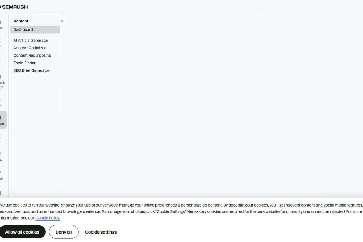 Découvrir l'interface de Semrush Content Toolkit - IA Technologie Interface de l'outil Semrush Content Toolkit - Avis et Test