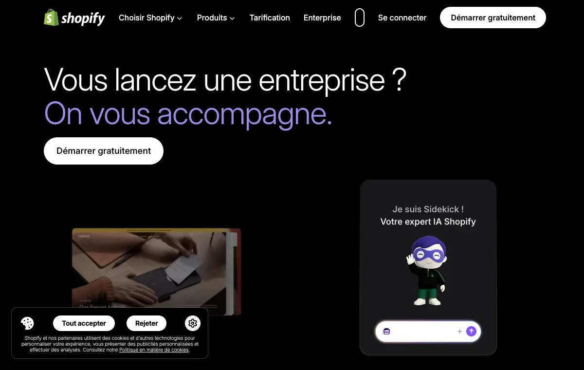 Capture documentaire de l’interface publique Shopify Magic