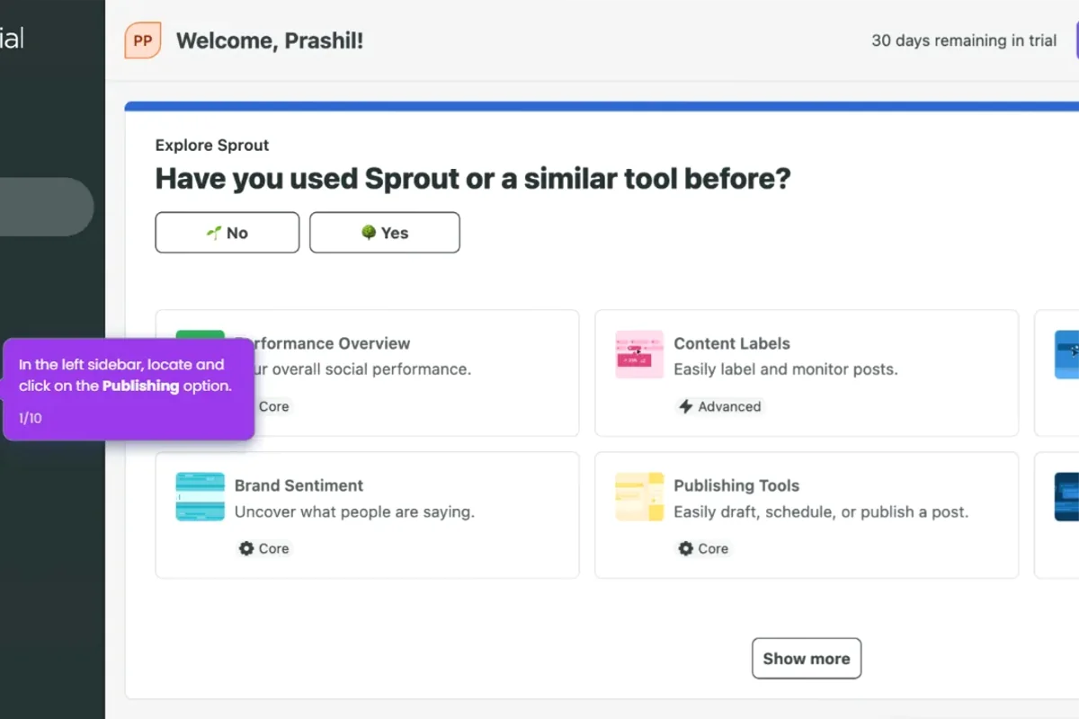 Découvrir l'interface de Sprout Social - IA Technologie Interface de l'outil Sprout Social - Avis et Test