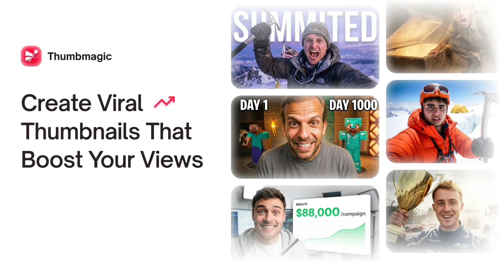 Aperçu officiel de Thumbmagic pour créer des miniatures YouTube avec l'IA