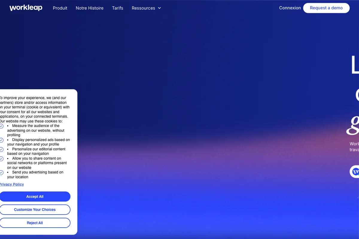 Découvrir l'interface de Workleap - IA Technologie Interface de l'outil Workleap - Avis et Test