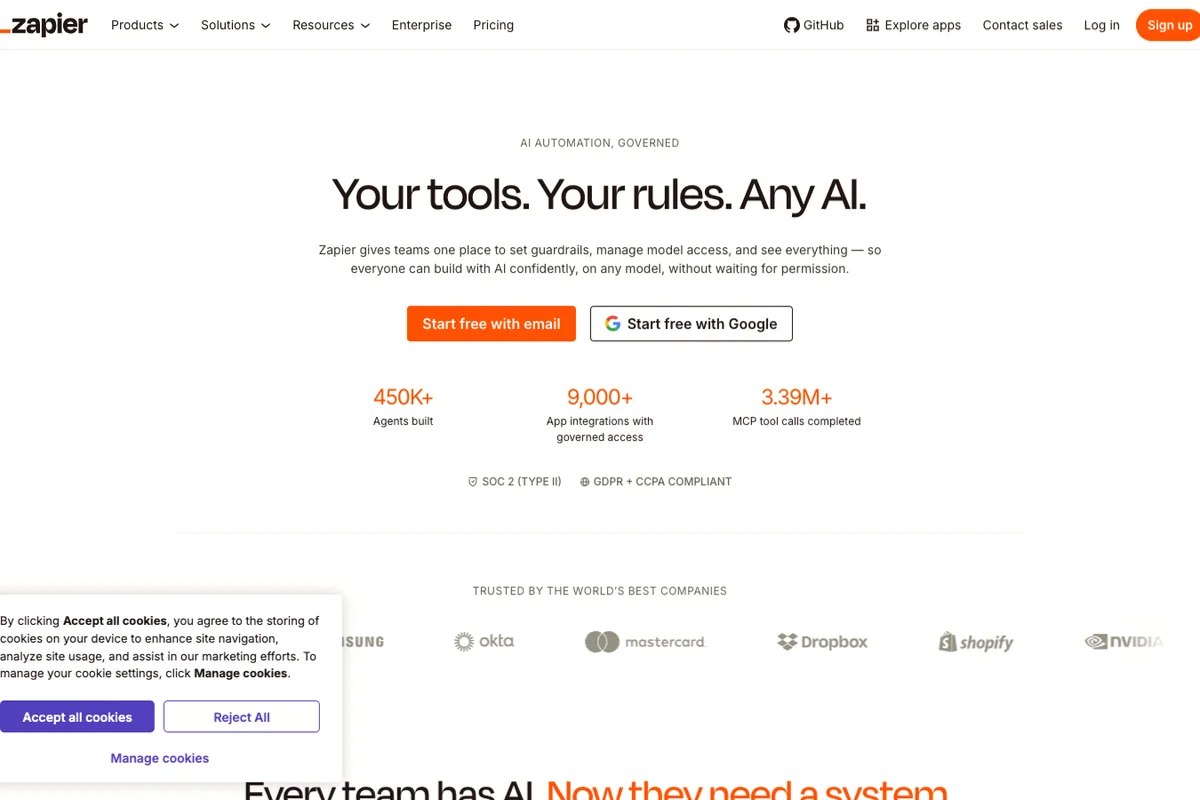 Interface de l'outil Zapier - Avis et Test